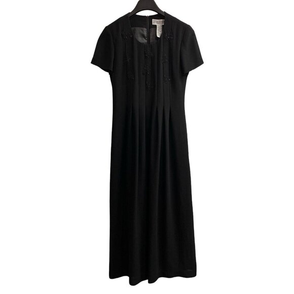 Vintage Jessica Howard Dress Womens 6 Black MaxiBeaded Butterfly Fairy 90s Y2K